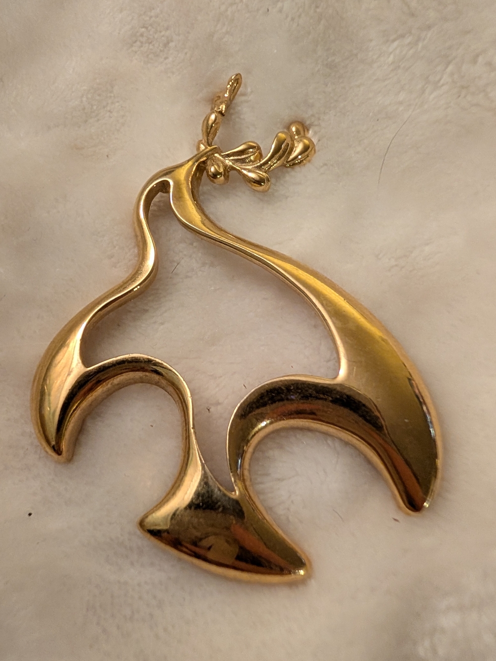 Givenchy Gold-Tone Peace Dove Abstract Brooch Pendant Upcycled Repair